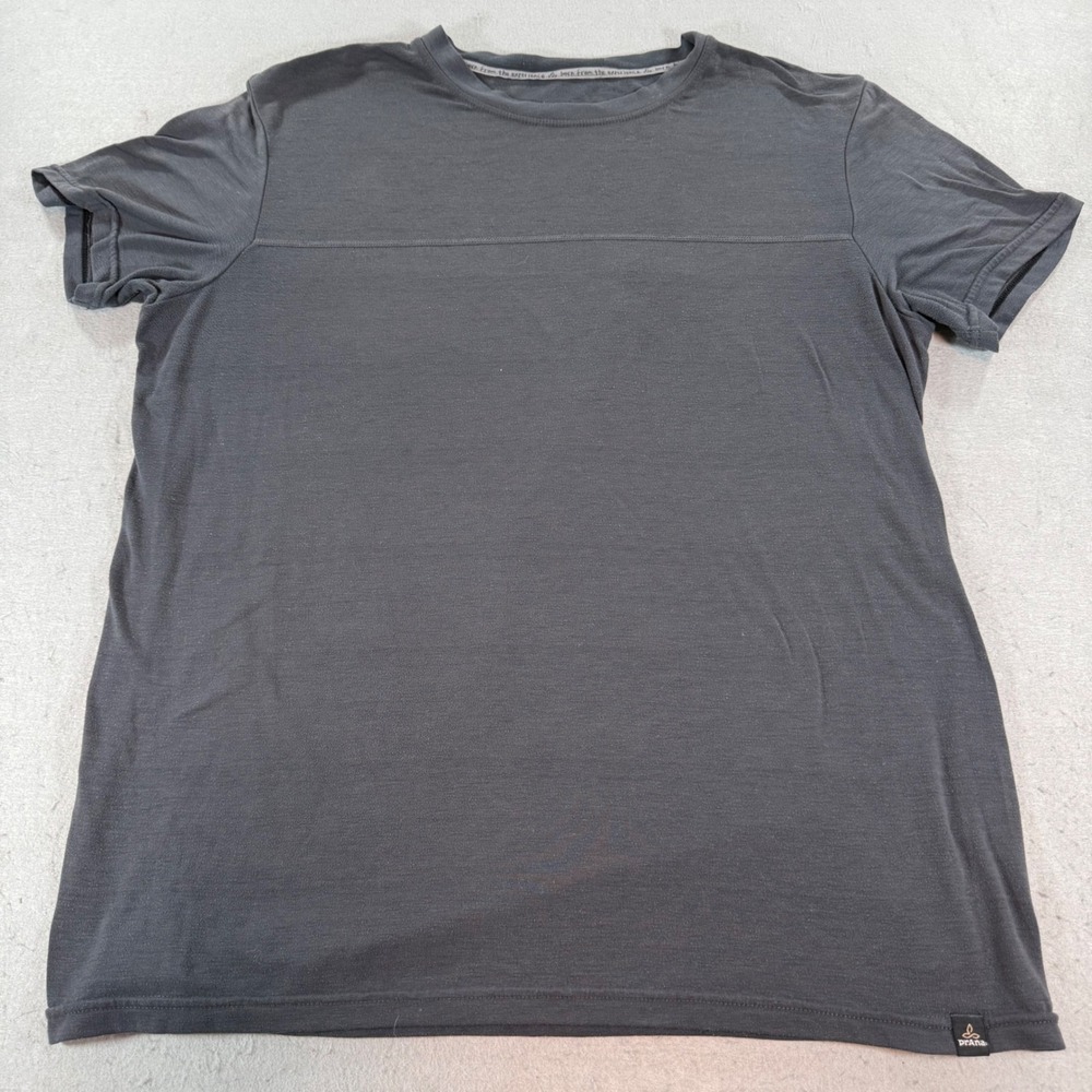 prAna Womens Charcoal Gray Crew Neck Active T Shirt Large
